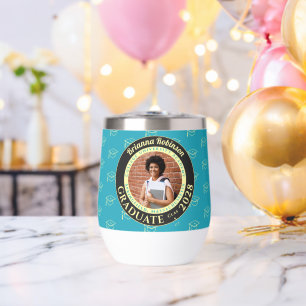 Turquoise Photo Modern Graduation Gift Tumbler