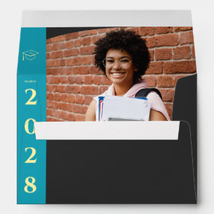 Turquoise Photo Modern Graduation Mailing Envelope