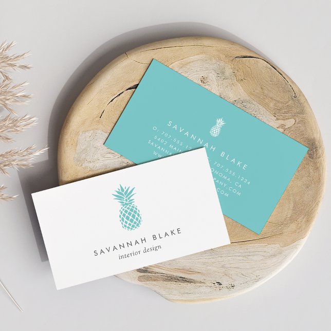 Turquoise Pineapple Business Card (Creator Uploaded)