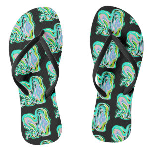 Turquoise Pink Abstract Art Pattern Flip Flops