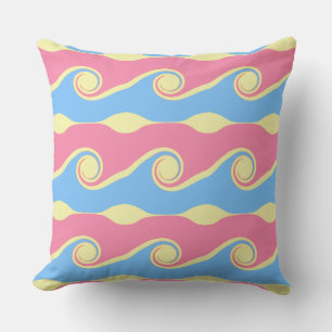 Turquoise Pink Abstract Life Waves Cushion