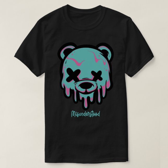 Turquoise Pink Bear T-Shirt (Design Front)