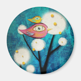 Turquoise Pink Bird Yellow bird Magnet