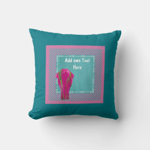 Turquoise Pink elepahnt home decor Cushion