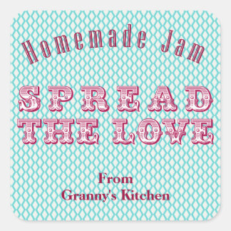 Turquoise Pink Homemade Jam Canning Stickers