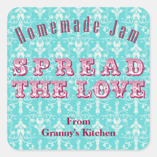 Turquoise Pink Homemade Jam Canning Stickers