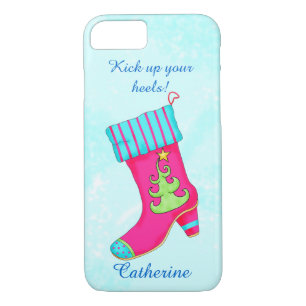Turquoise Pink Kick Up Heels Christmas Boot Name iPhone 8/7 Case