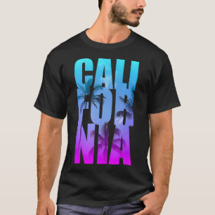 Turquoise Pink Ombre Tropical Palm Tree California T-Shirt