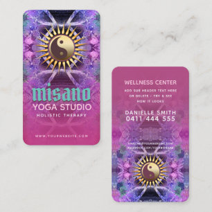 Turquoise  Pink Purple Yin Yang Holistic Yoga Business Card