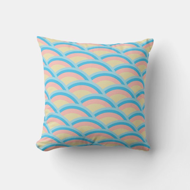Turquoise & Pink Shades Seamless Circle Pattern Cushion (Front)