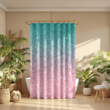 Turquoise & Pink Sparkling Faux Glitter Ombre