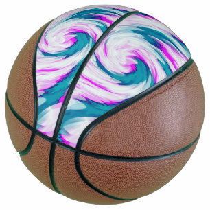 Turquoise Pink Tie Dye Swirl Basketball