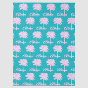 Turquoise Pink White Palm Aloha Tropical  Tissue Paper