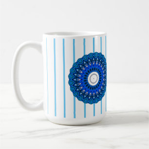 Turquoise Pinstriped Blue Mandala Mug