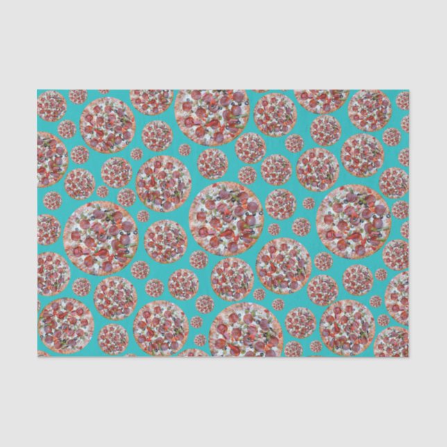 Turquoise pizza pie tissue paper (Front)