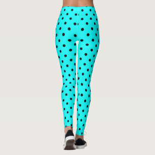 Turquoise polka dot background leggings