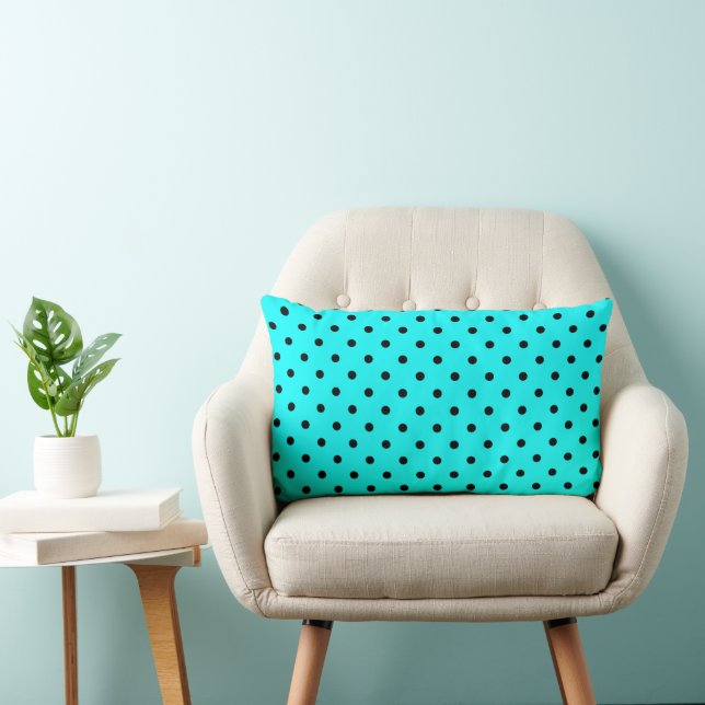 Turquoise polka dot background   lumbar cushion (Chair)