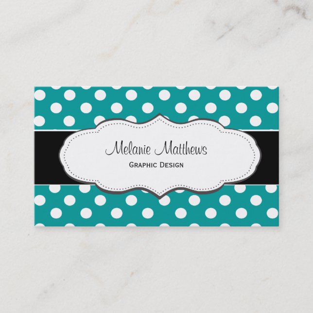 Turquoise Polka Dot Business Cards (Front)