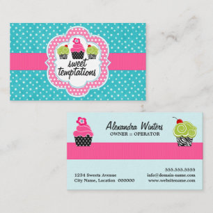 Turquoise Polka Dot Cupcake Bakery Business Card