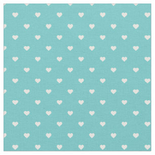 Turquoise Polka Dot Hearts Fabric