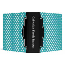 Turquoise Polka Dot personalised 2" Recipe Binder