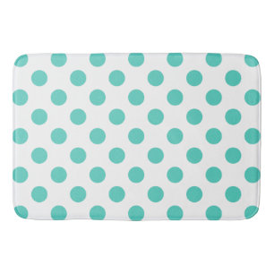 Turquoise polka dots bath mat