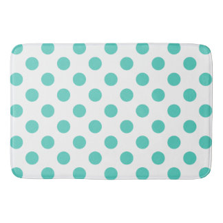 Turquoise polka dots bath mat