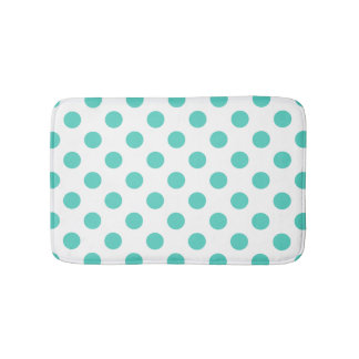 Turquoise polka dots bath mat