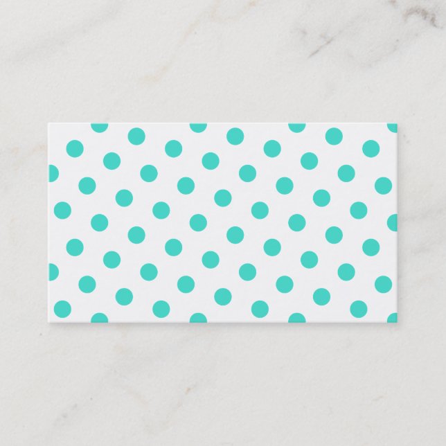Turquoise Polka Dots Business Card (Front)