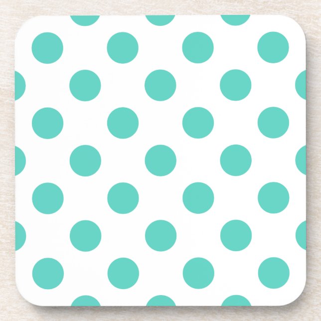 Turquoise polka dots coaster (Front)