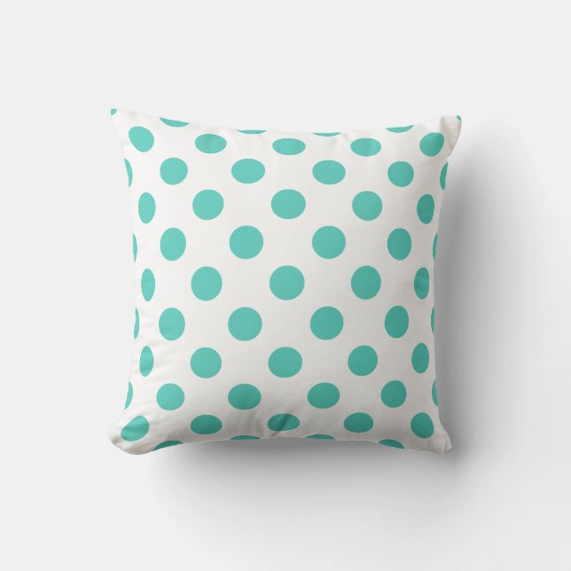 Turquoise polka dots cushion (Front)