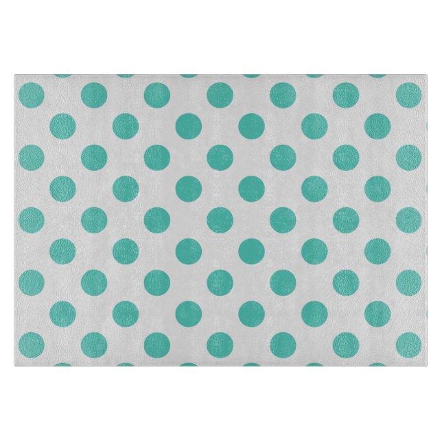Turquoise polka dots cutting board (Front)