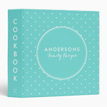 Turquoise Polka Dots Family Recipe Cookbook