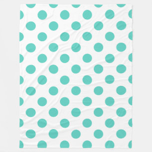 Turquoise polka dots fleece blanket