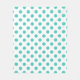 Turquoise polka dots fleece blanket