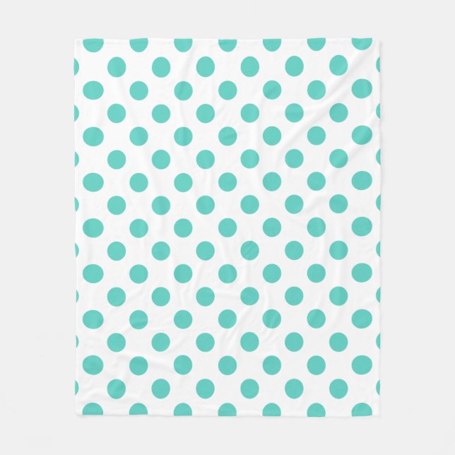 Turquoise polka dots fleece blanket (Front)