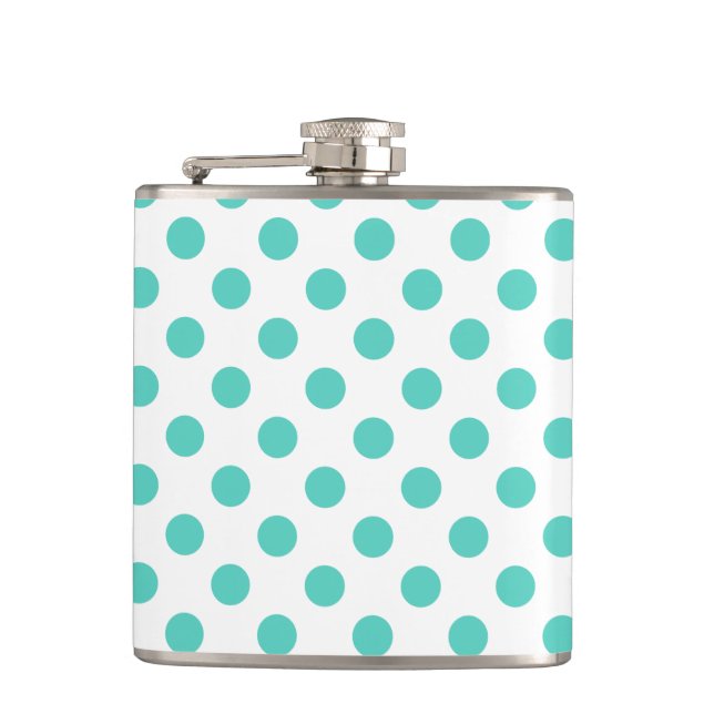 Turquoise polka dots hip flask (Front)