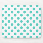 Turquoise polka dots mouse mat<br><div class="desc">Turquoise polka dots on white background</div>