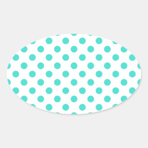 Turquoise Polka Dots Oval Sticker