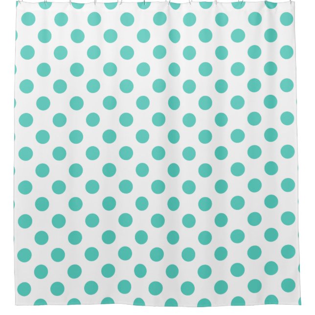 Turquoise polka dots shower curtain (Front)