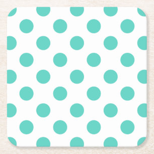 Turquoise polka dots square paper coaster