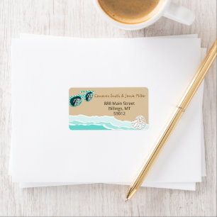 Turquoise Polka Dots Sun Glasses Beach Address Label
