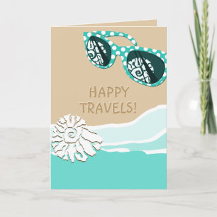 Turquoise Polka Dots Sunglasses Happy Travels Card