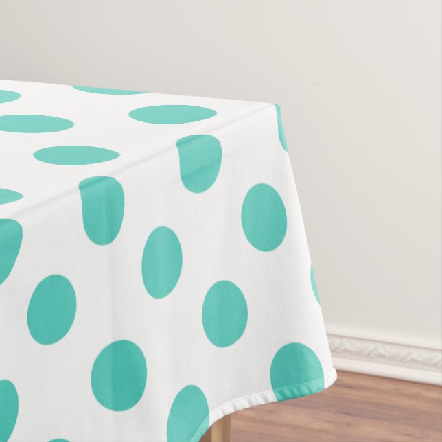 Turquoise polka dots tablecloth (In Situ)