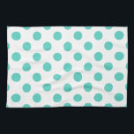 Turquoise polka dots tea towel<br><div class="desc">Turquoise polka dots on white background</div>