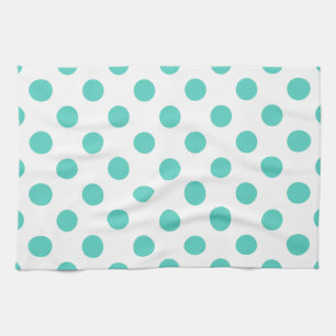 Turquoise polka dots tea towel
