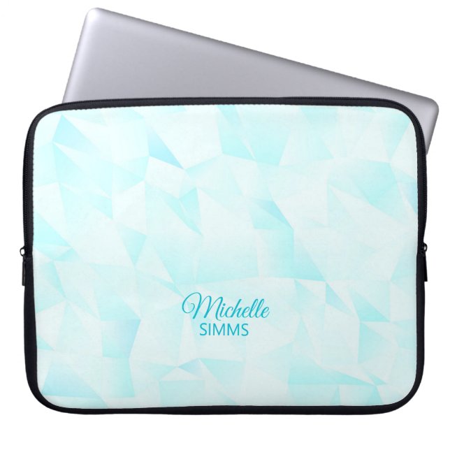 Turquoise Polygonal Pattern and Customization Laptop Sleeve (Front)