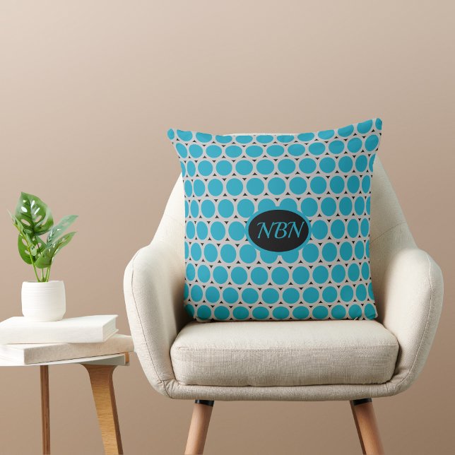 Turquoise Pop Art Circles Throw Pillow (Creator Uploaded)