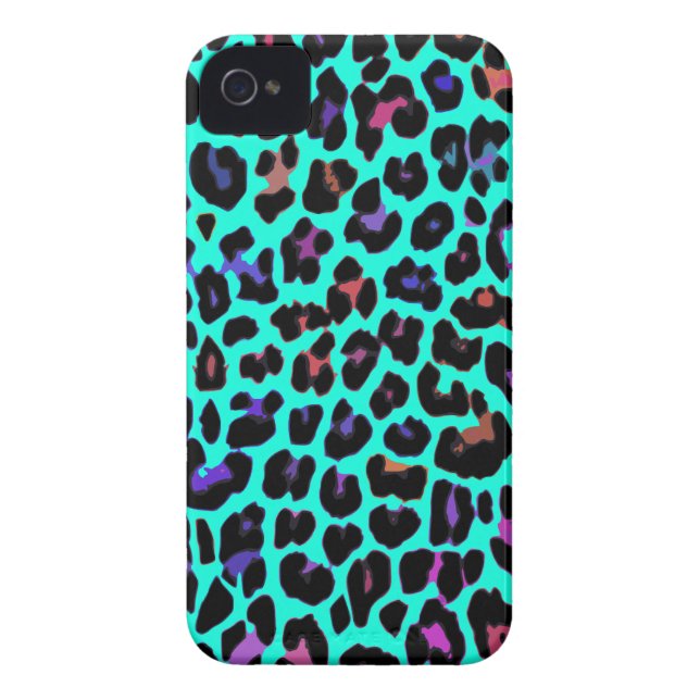 Turquoise Pop Leopard Print Case-Mate iPhone Case (Back)