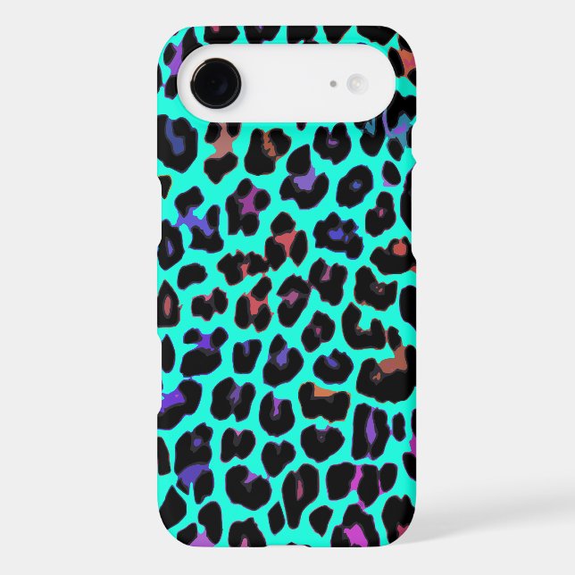Turquoise Pop Leopard Print Case-Mate iPhone Case (Back)